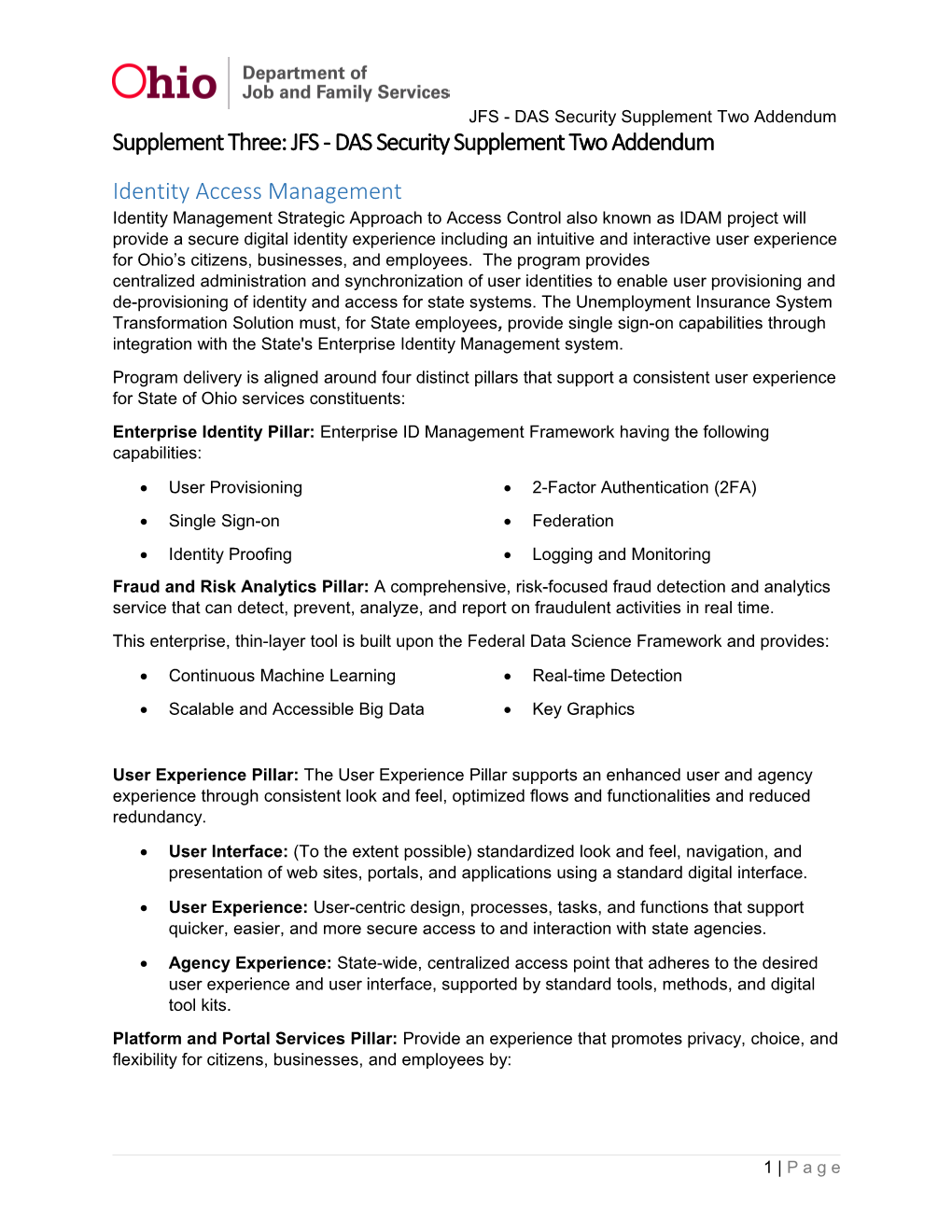 Supplement Three: JFS - DAS Security Supplement Two Addendum