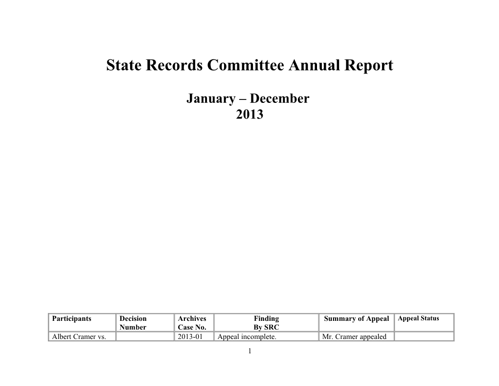 State Records Committee Annual Report