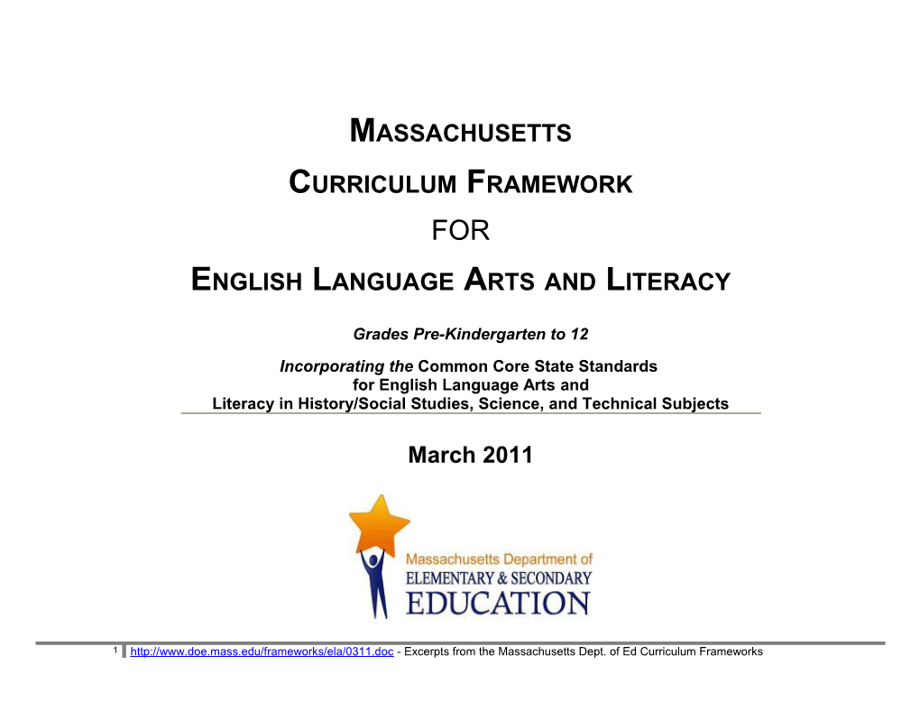 2011 MA Curriculum Framework for English Language Arts and Literacy in History/Social Studies