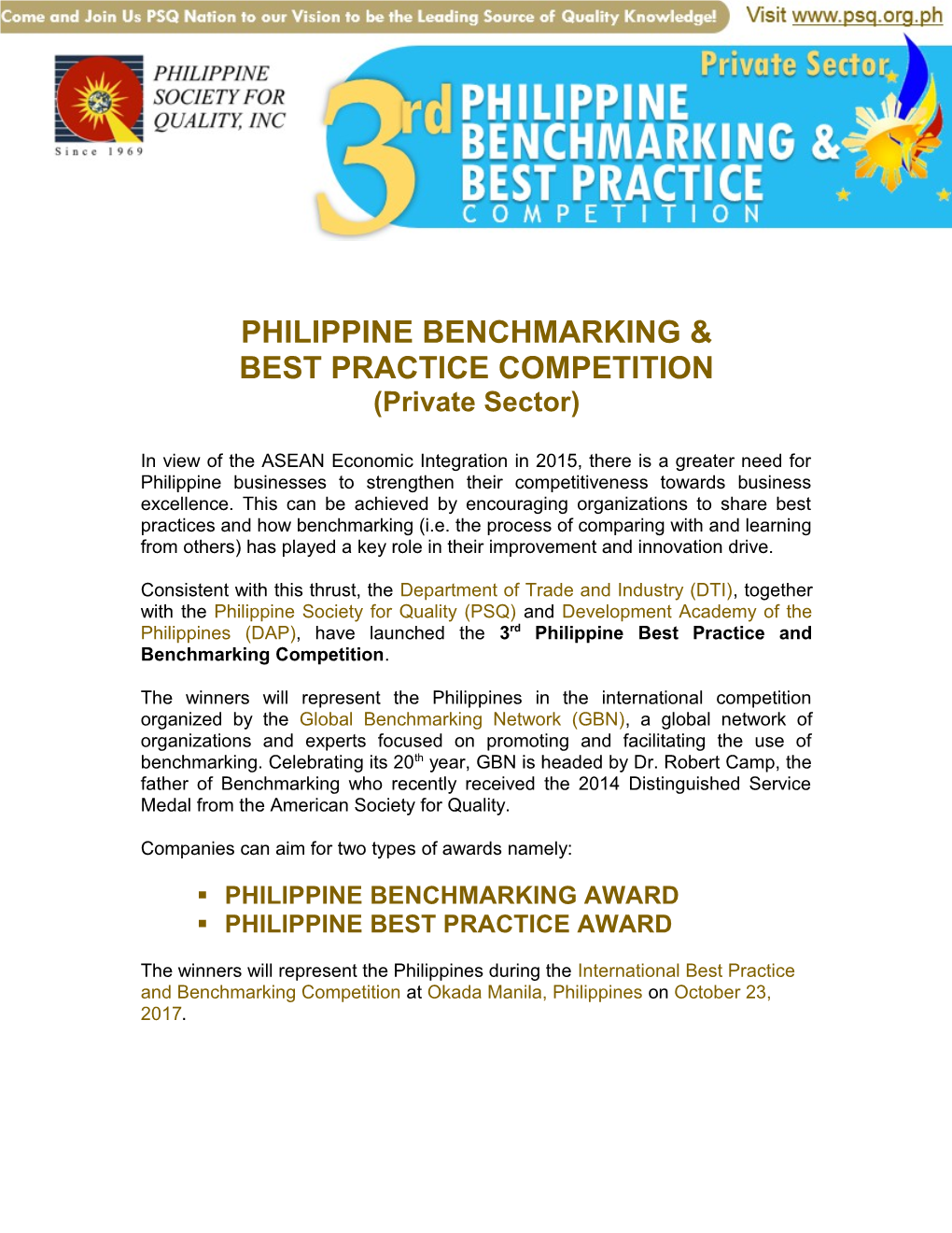 Philippine Benchmarking