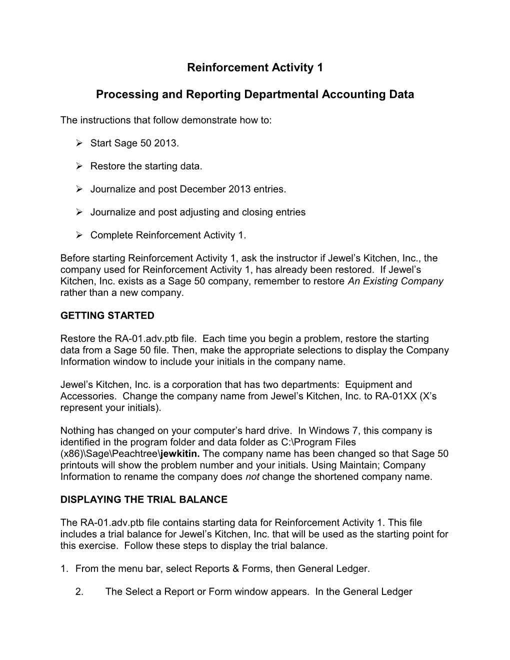 Processing and Reporting Departmental Accounting Data