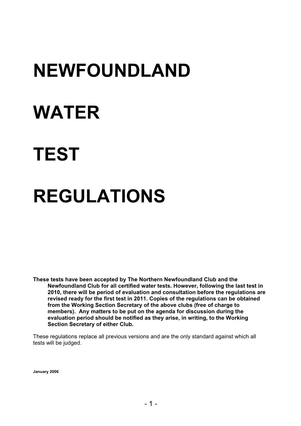 Newfoundland Water Test Regulations