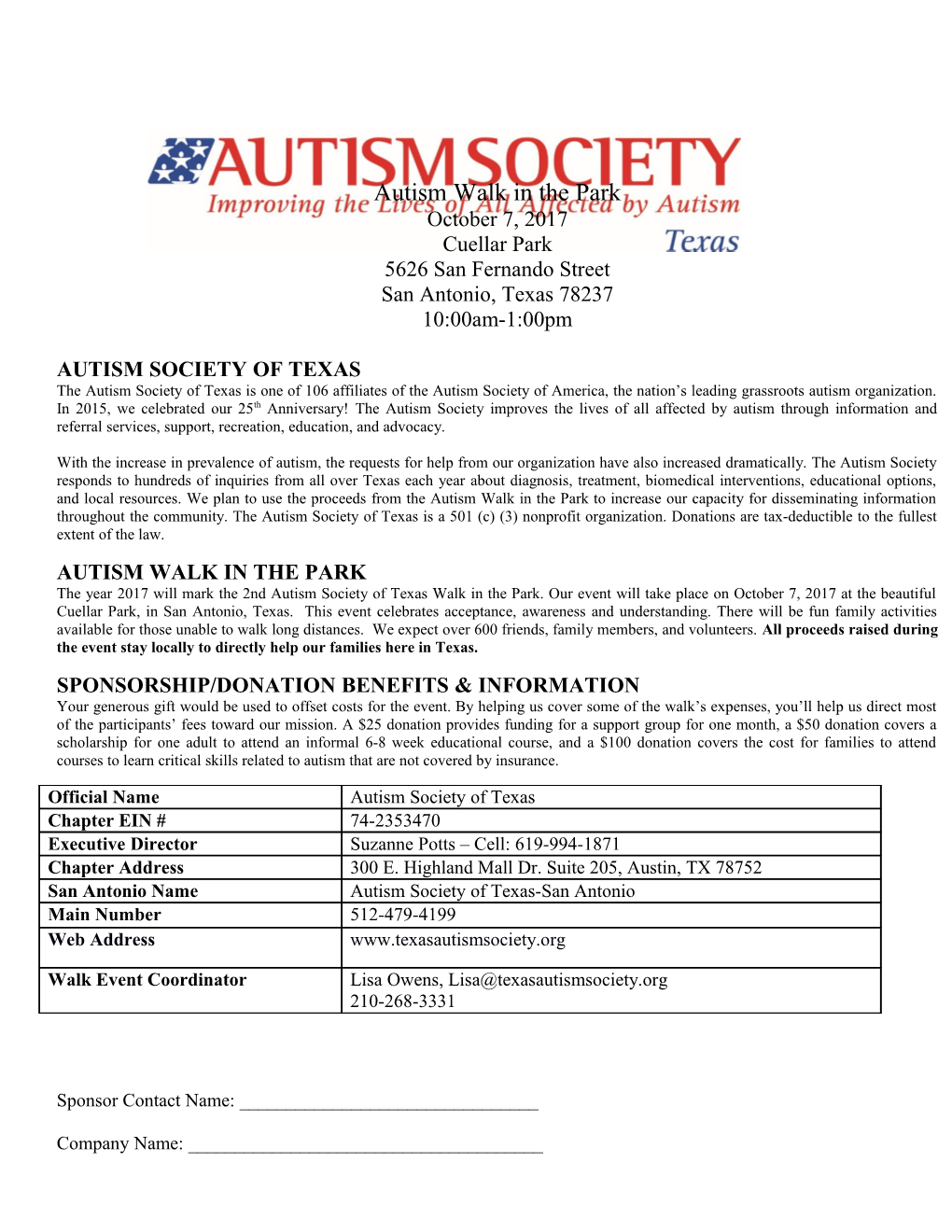 Autism Walk in the Park