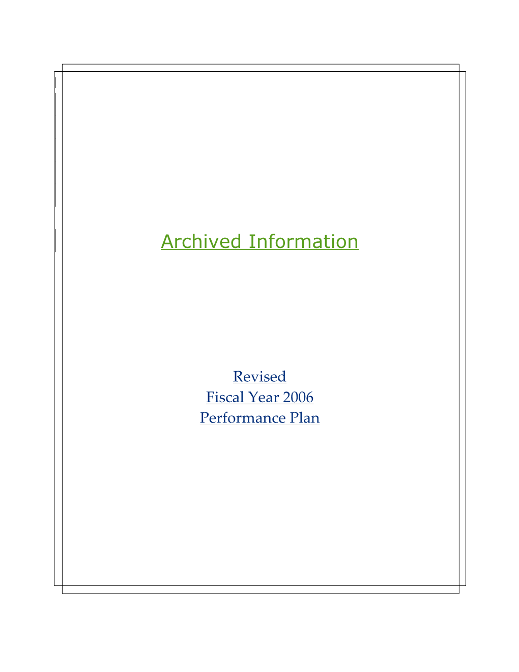 Archvied: Revised FY 2006 Performance Plan (Msword)