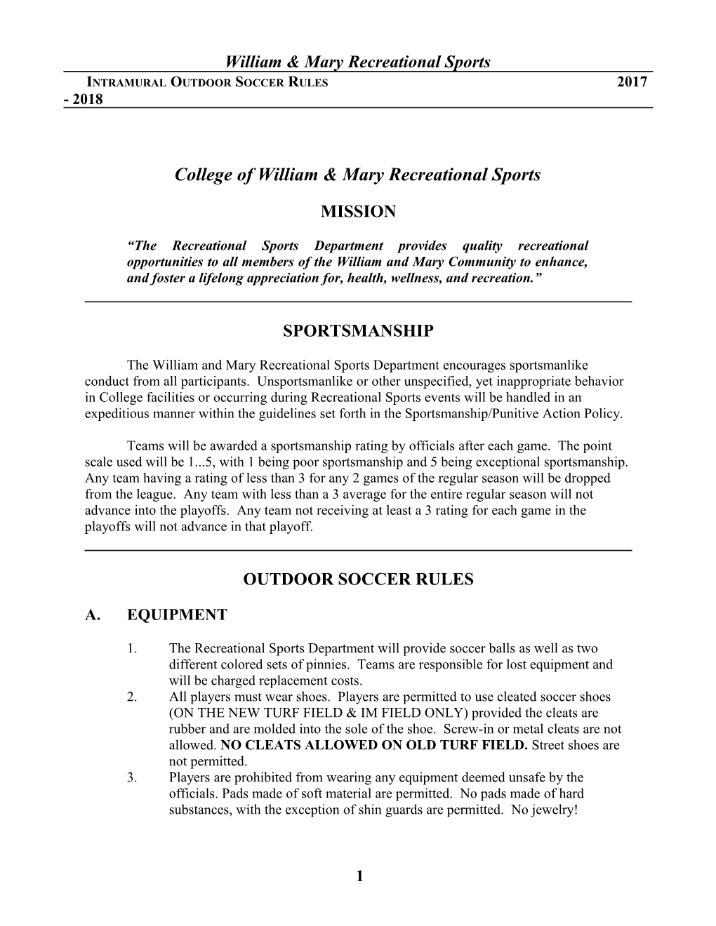 College of William & Mary Recreational Sports