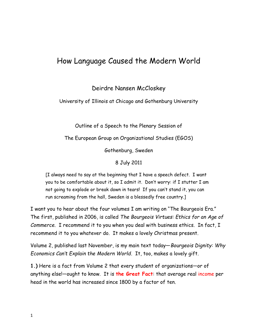 How Language Caused the Modern World
