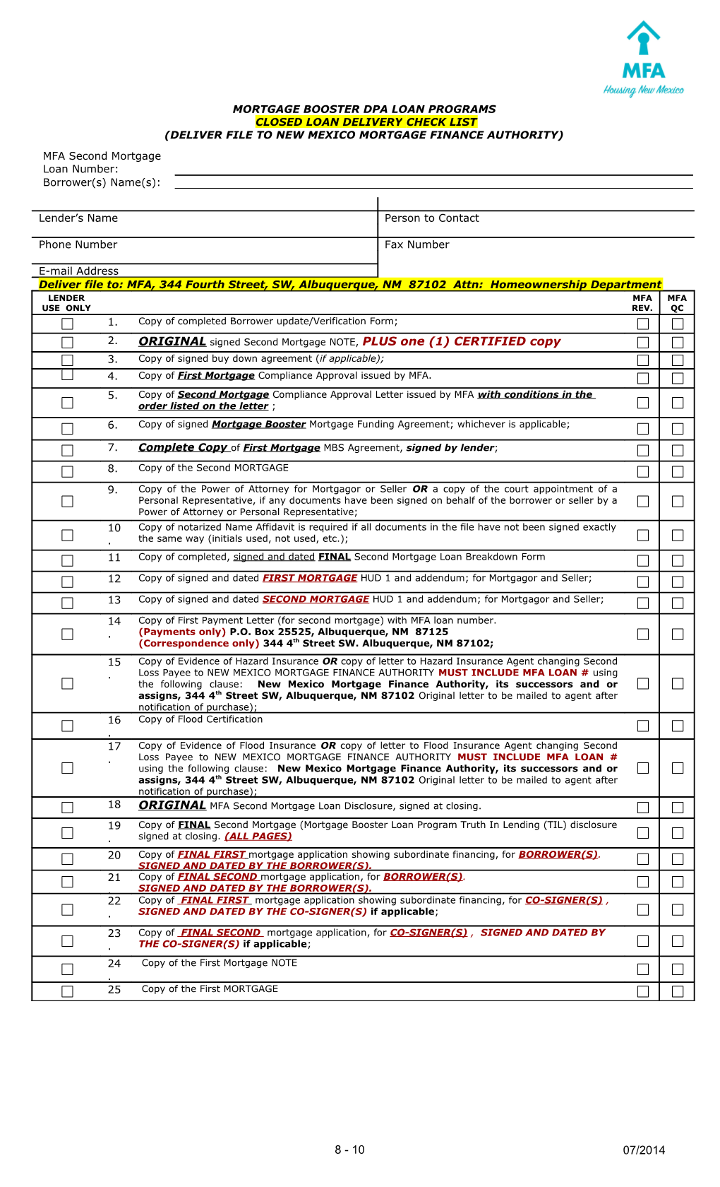 New Delivery Checklist Mtgbooster & Hero Dpa