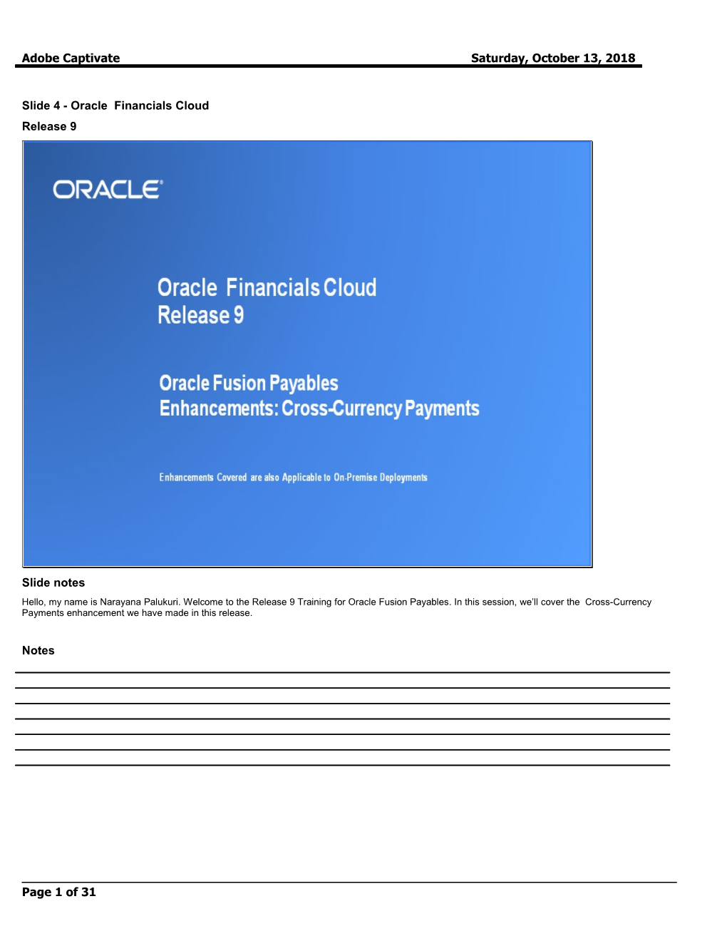 Slide 4 - Oracle Financials Cloud
