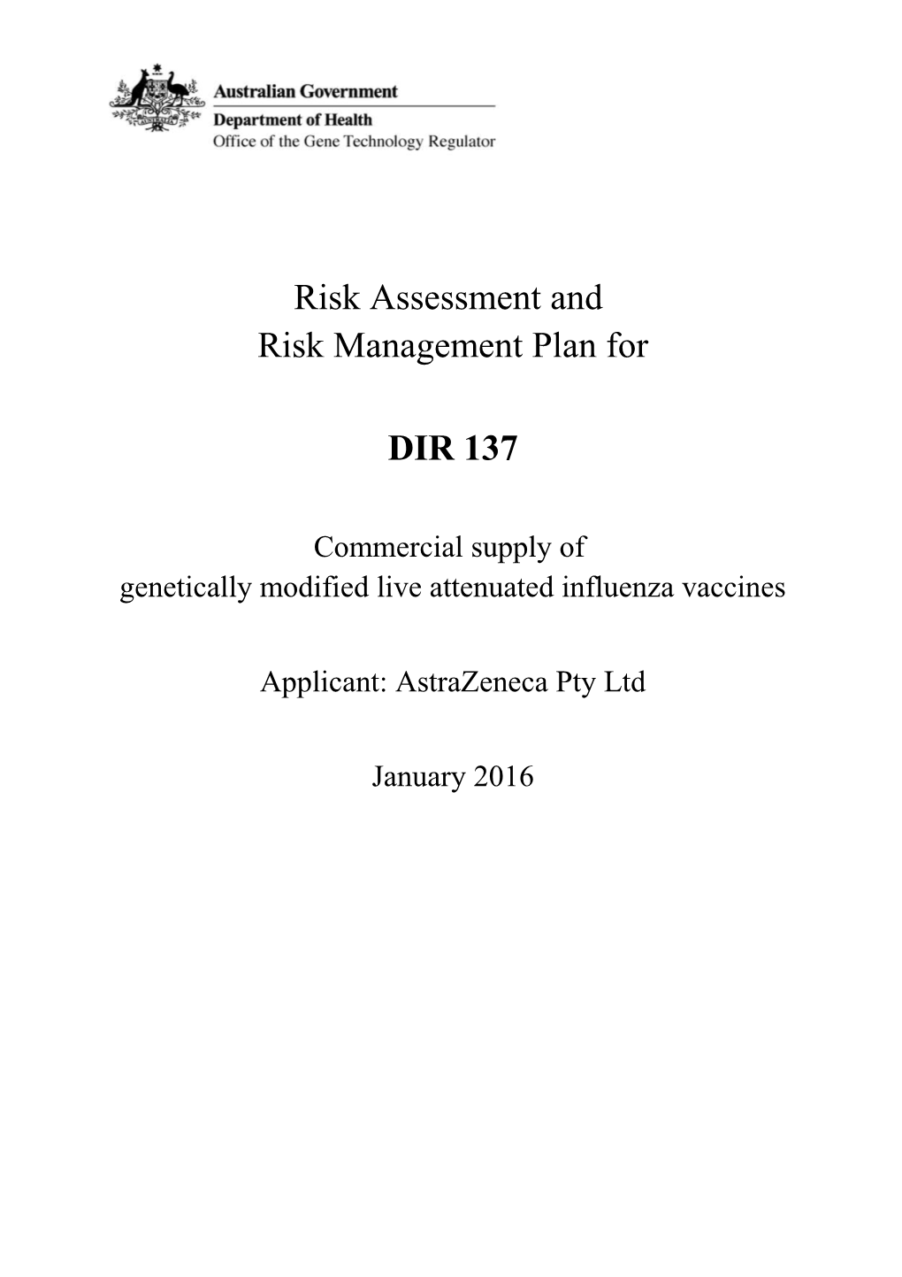 Risk Assessment and Risk Management Plan For