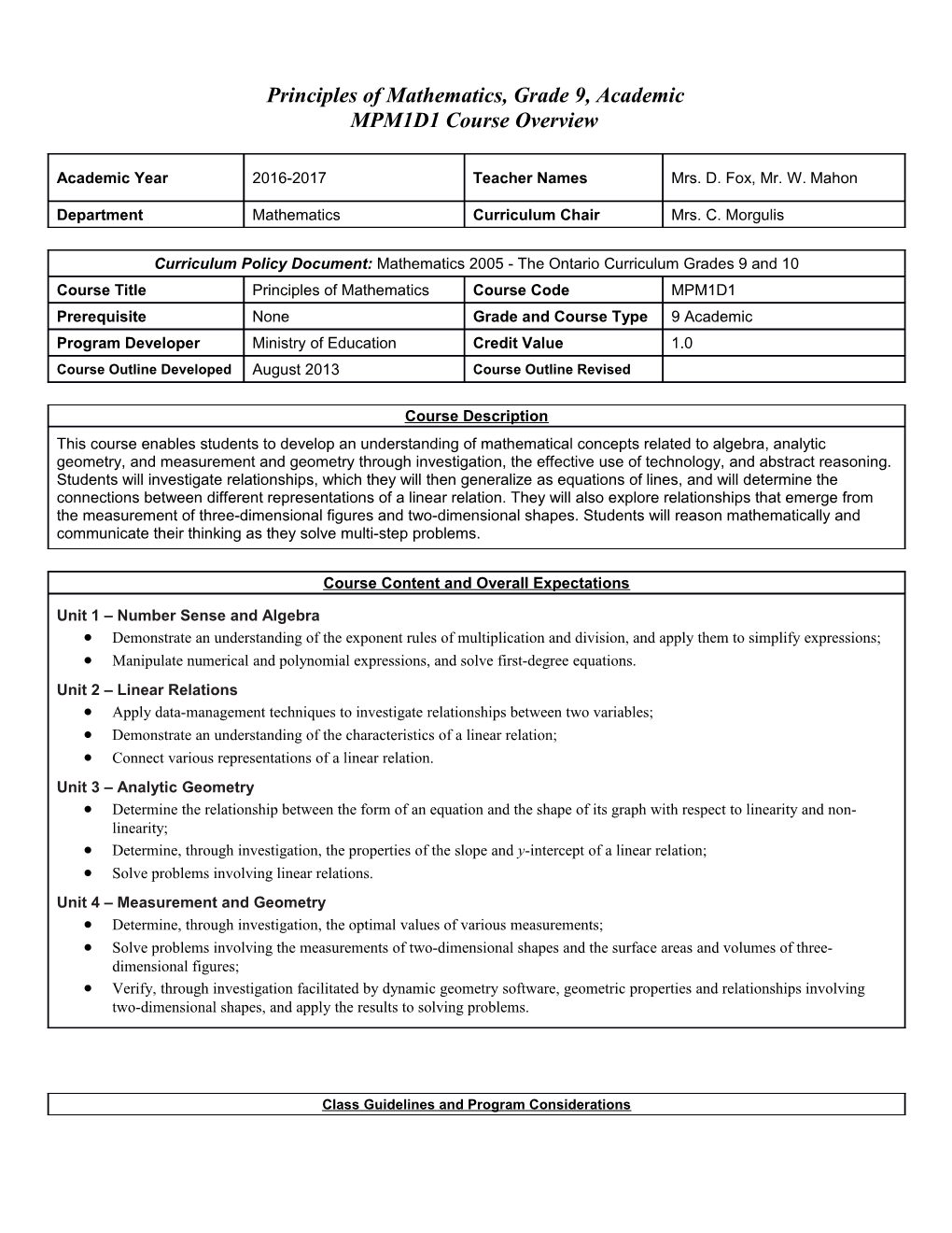 Principles of Mathematics, Grade9, Academic