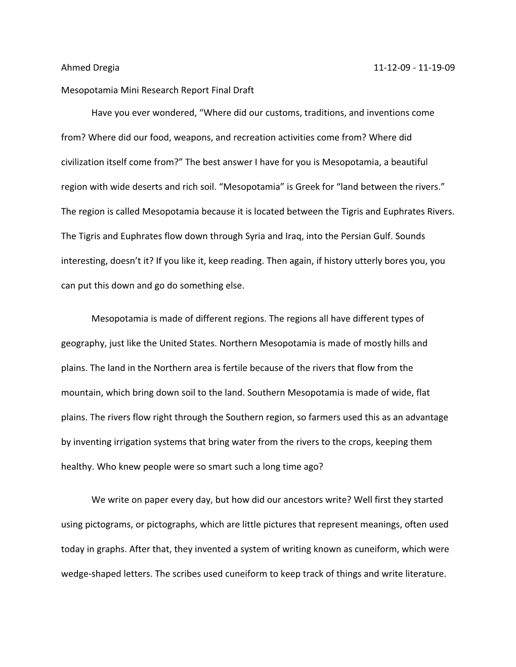 Mesopotamia Mini Research Report Final Draft