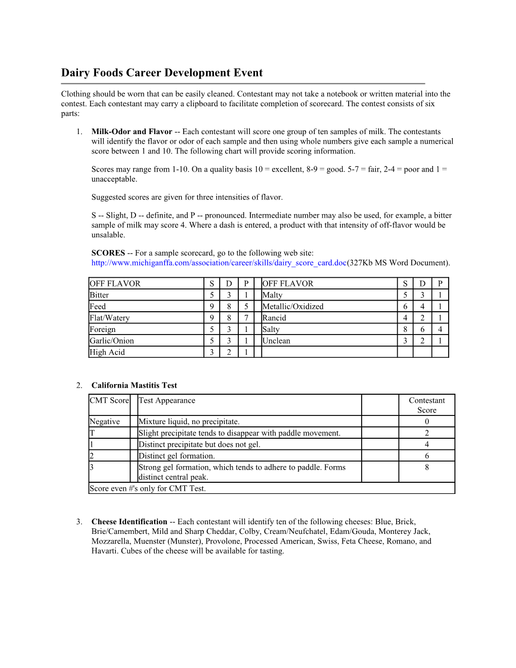 Dairy Foods Career Development Event