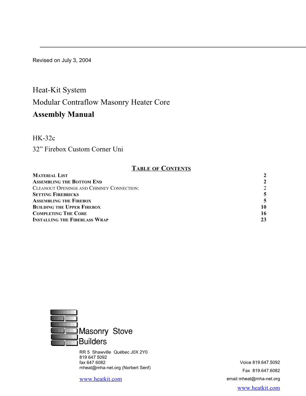 Modular Contraflow Masonry Heater Core