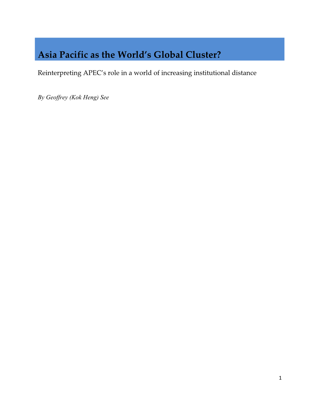 Asia Pacific As the World S Global Cluster