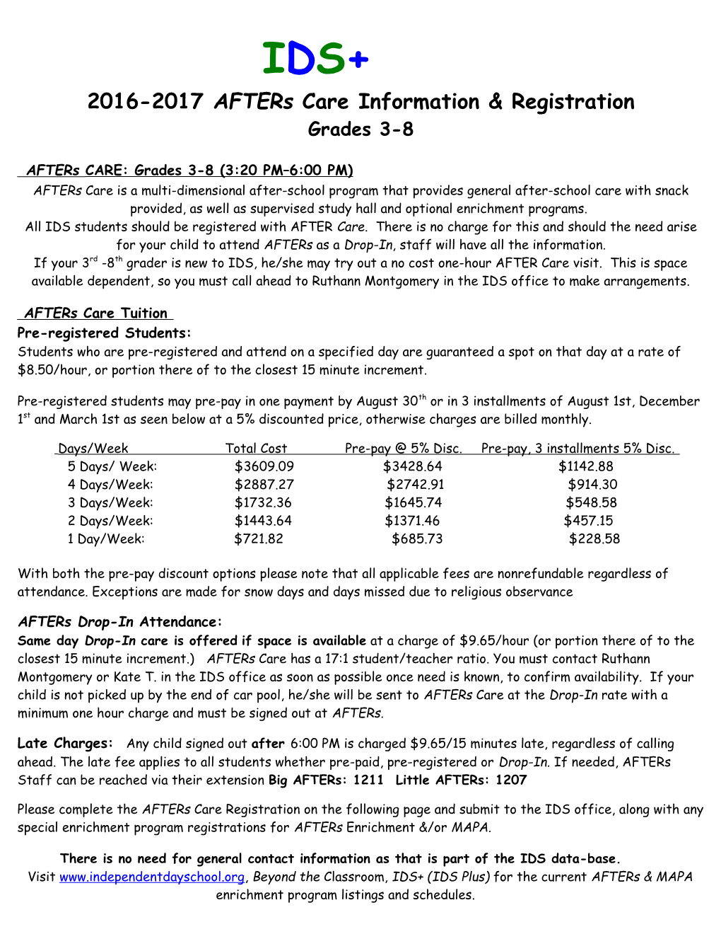 Afters CARE: Grades 3-8 (3:20 PM 6:00 PM)