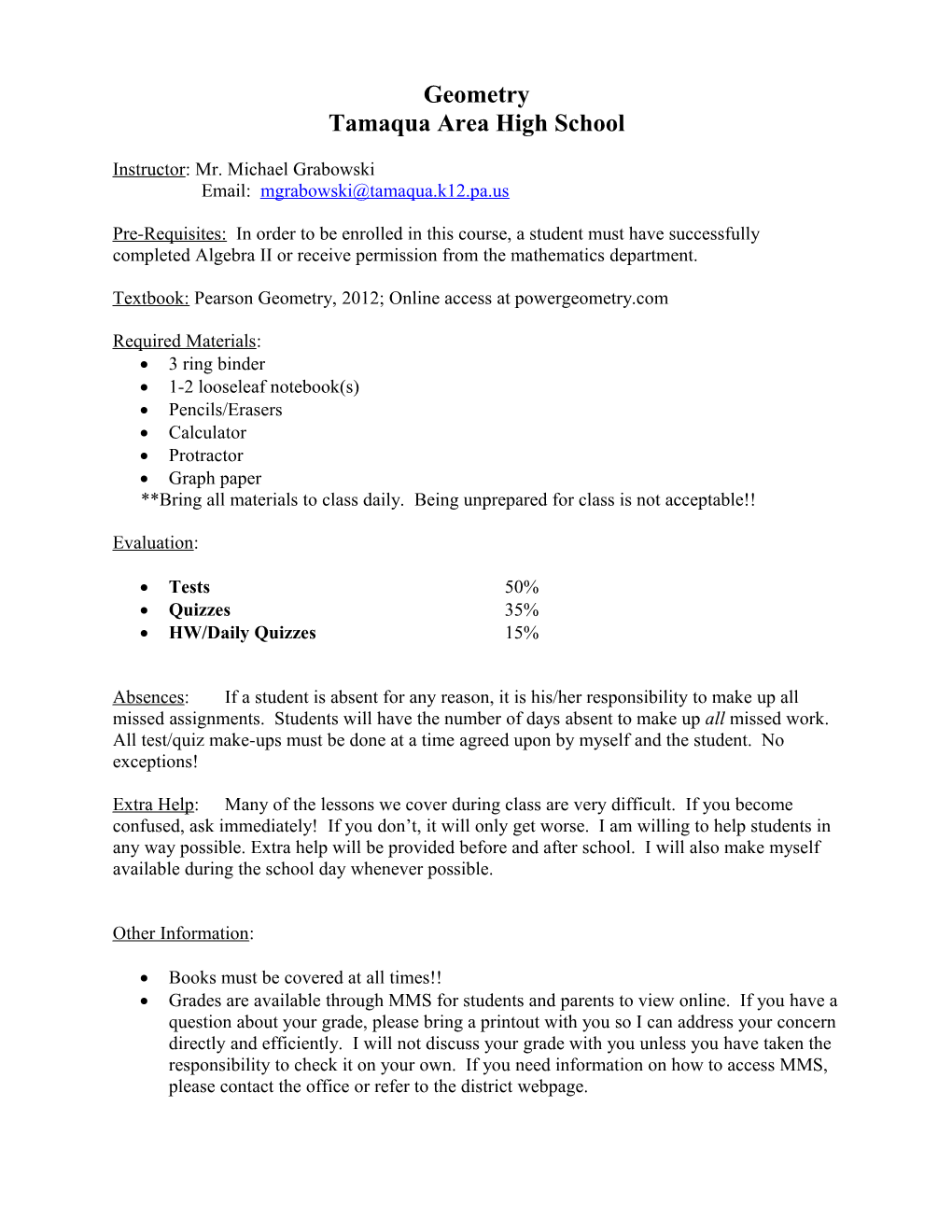 Algebra I/Trigonometry II