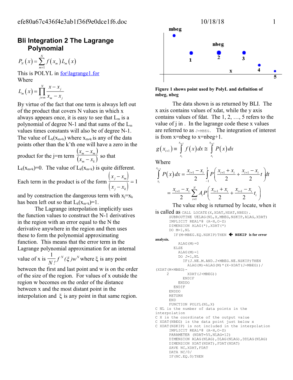 Gauss Quadrature / BLI