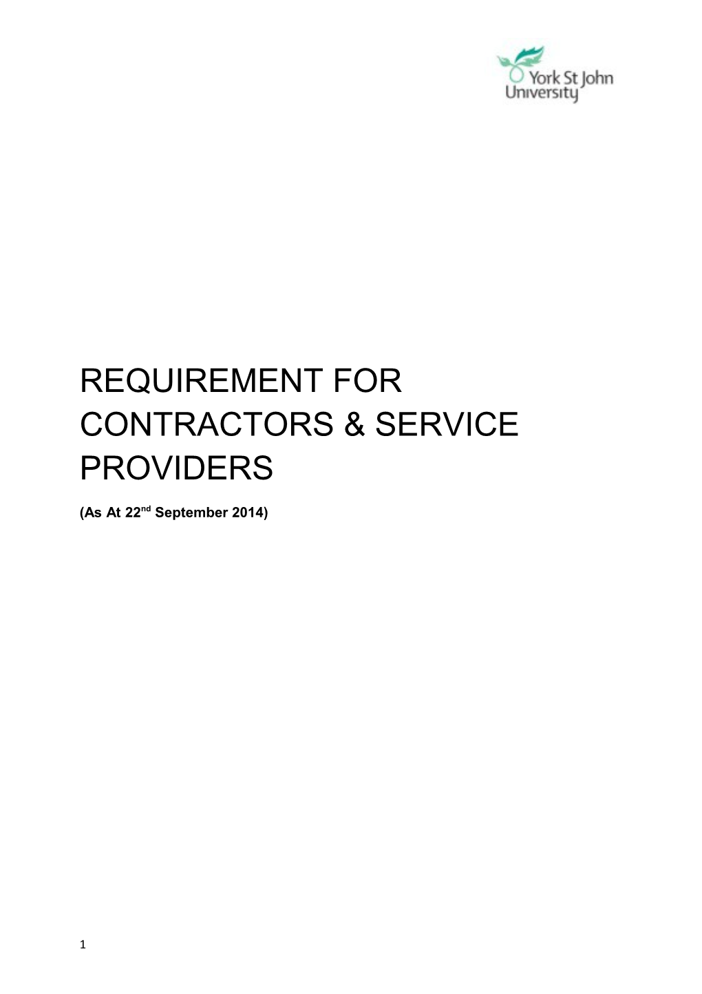 Requirement for Contractors & Service Providers