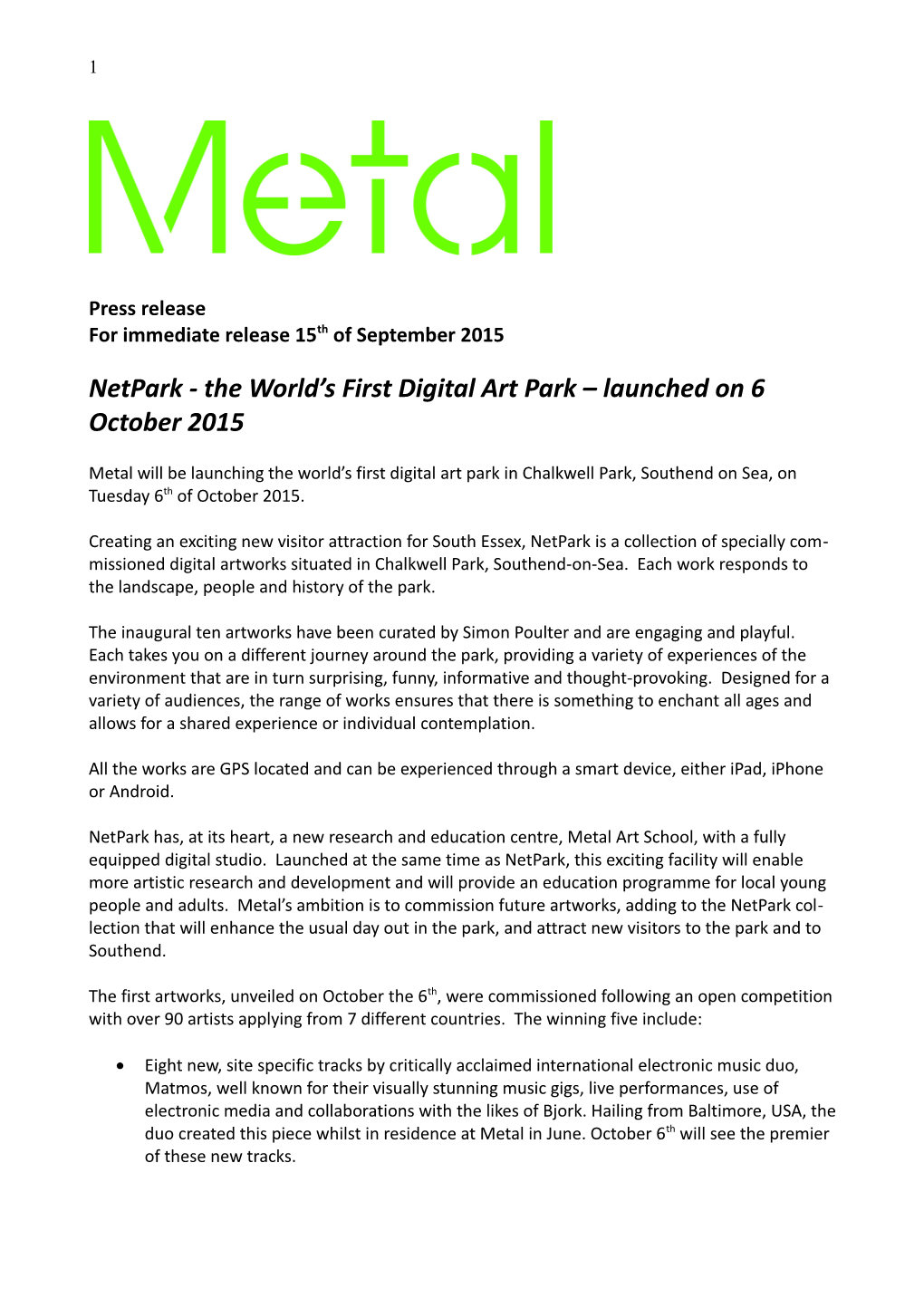 Netpark - the World S First Digital Art Park Launched on 6October 2015