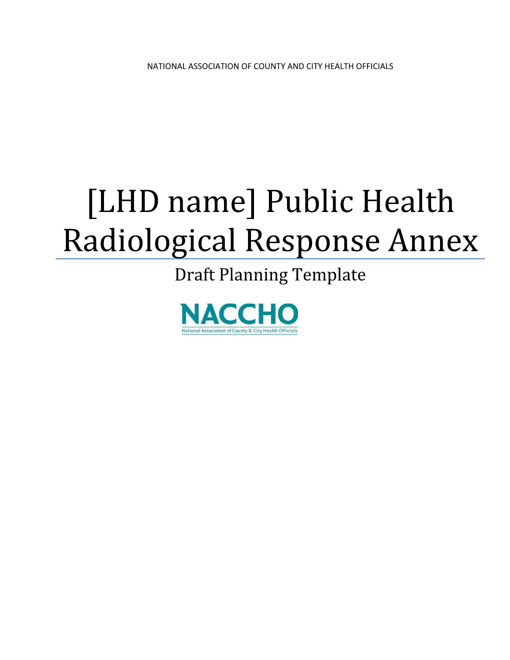 LHD Name Public Health Radiological Response Annex