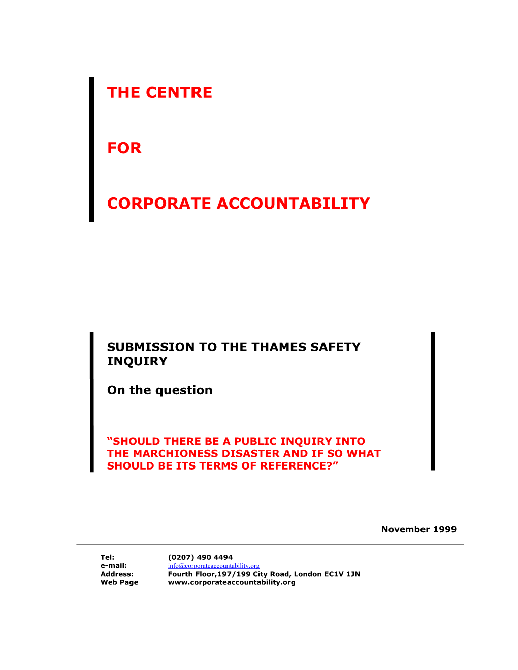 Submission to the Thames Safety Inquiry