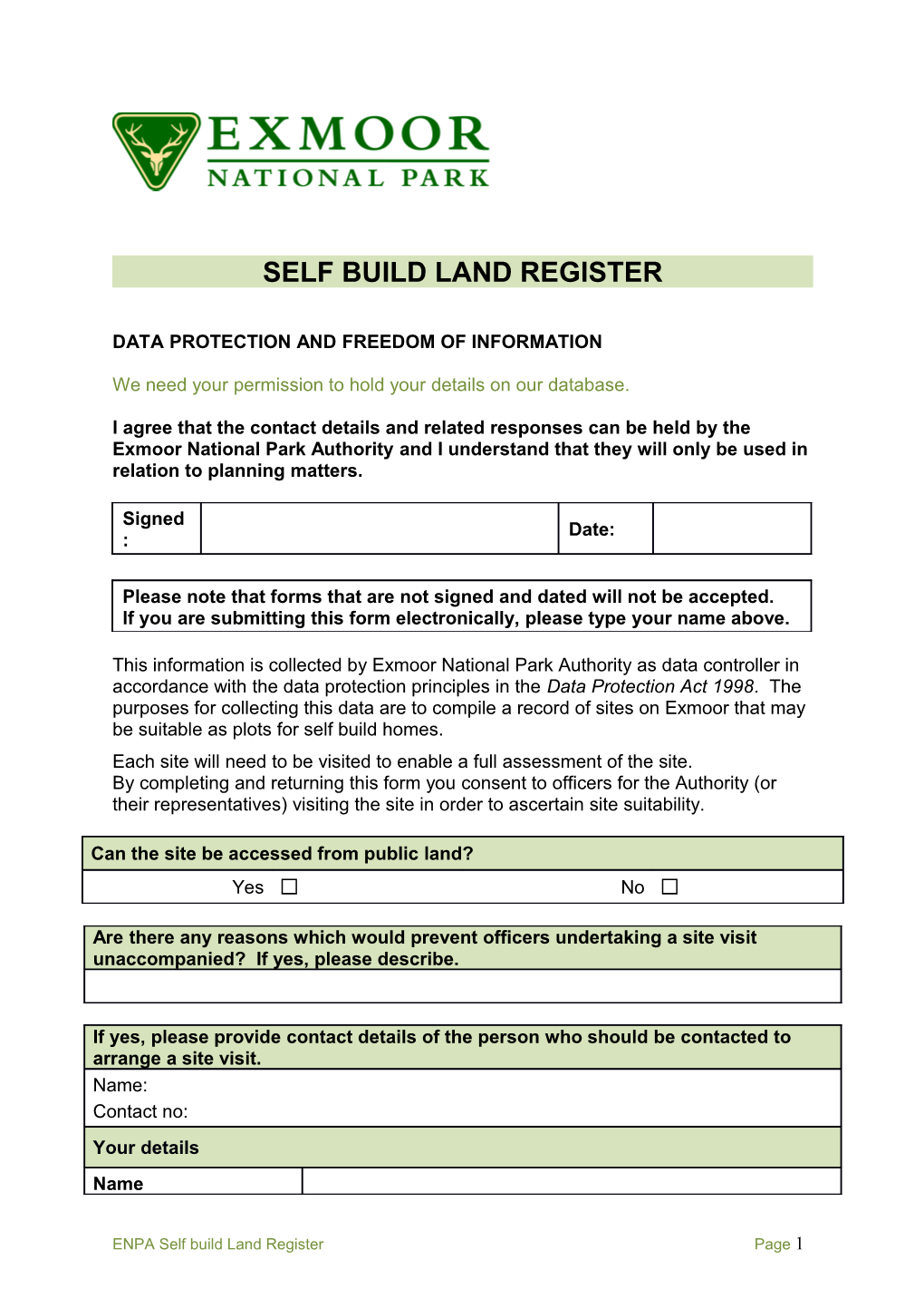 Self Build Land Register