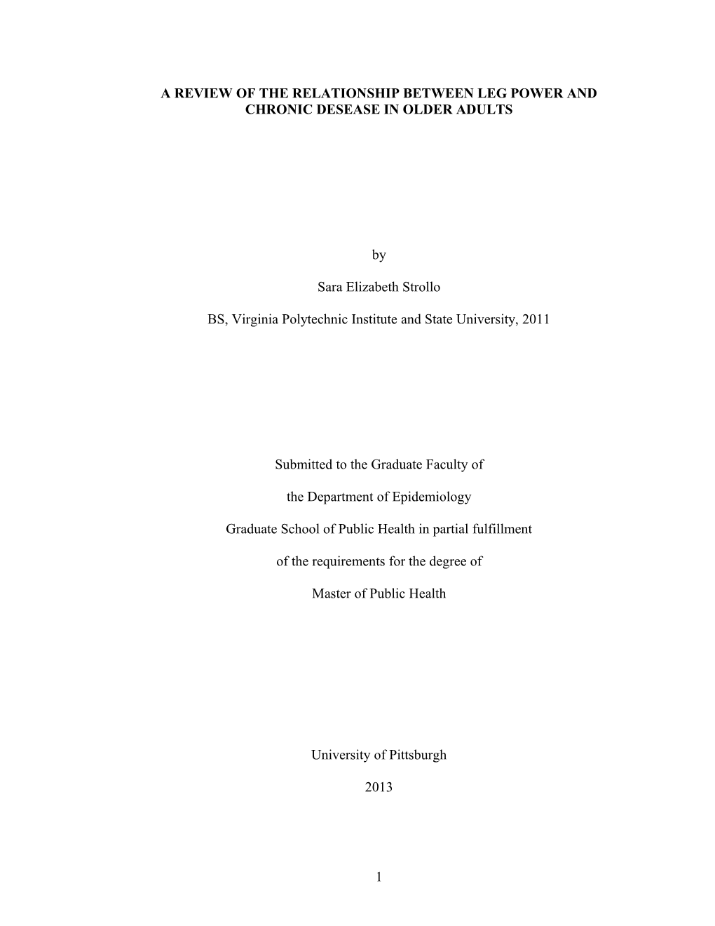 A Review of the Relationship Between Leg Power and Chronic Desease in Older Adults