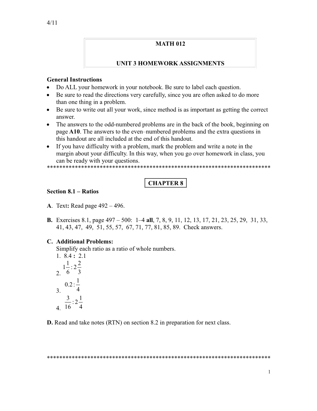 Unit 3 Homework Assignments