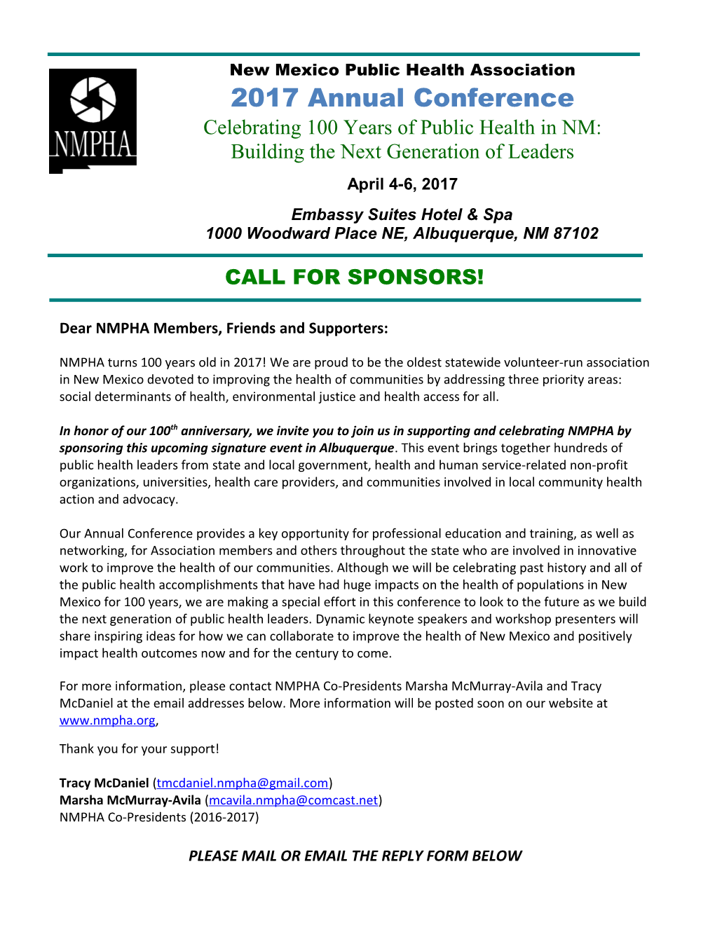 Dear NMPHA Members, Friends and Supporters