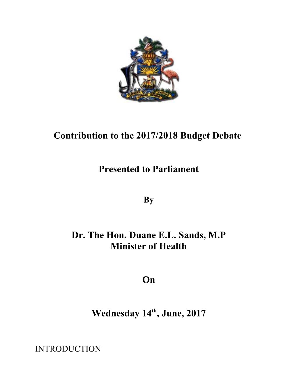 Contribution to the 2017/2018 Budget Debate