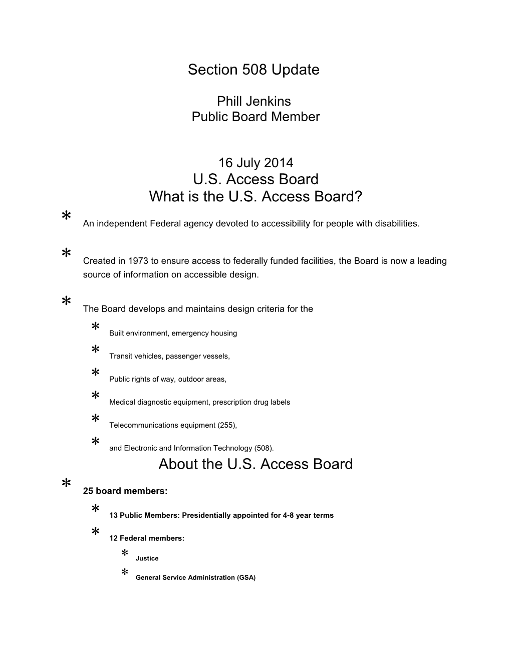 PESO 2012 US Access Board Section 508 Update