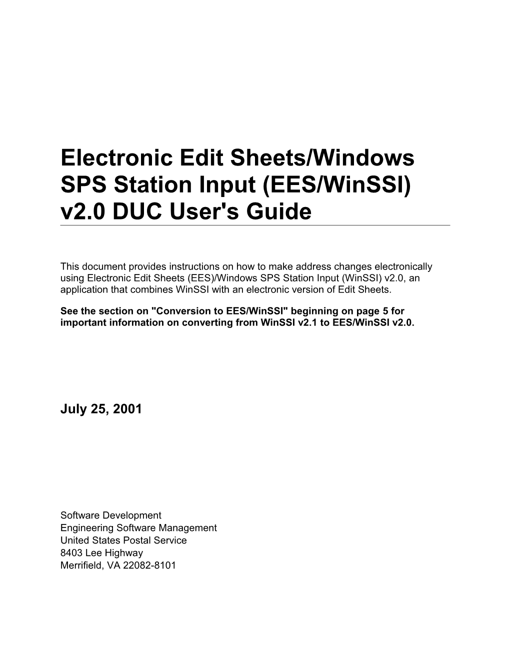 EES/Winssi V2.0 DUC User's Guidejuly 25, 2001