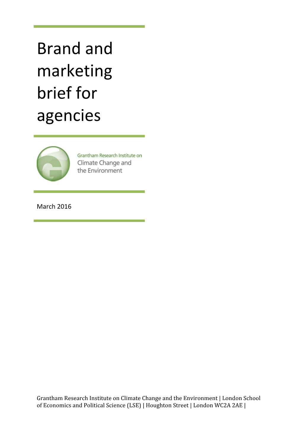 Brand and Marketing Brief for Agencies