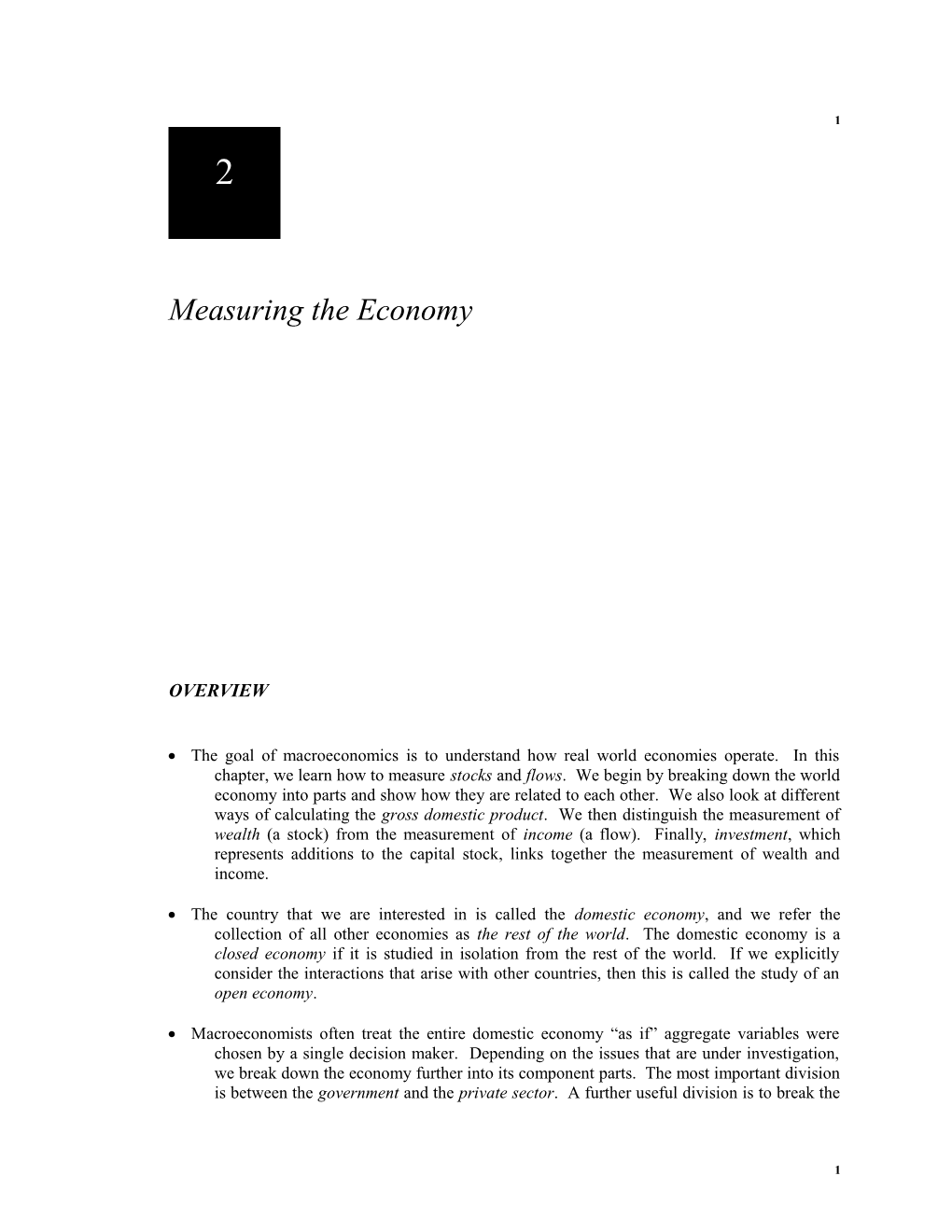 Chapter 2: Measuring the Economy1