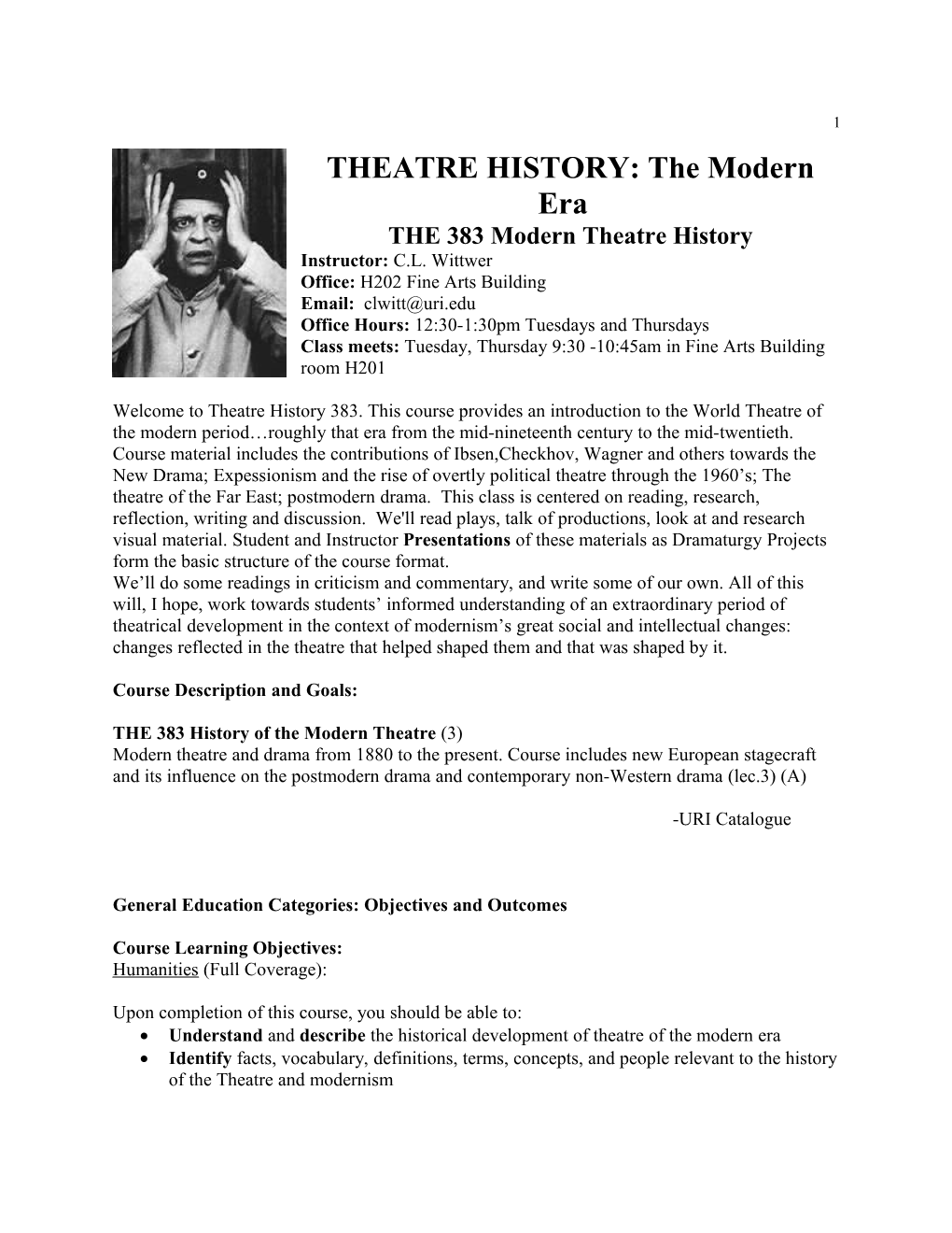 THEATRE HISTORY: the Modern Era