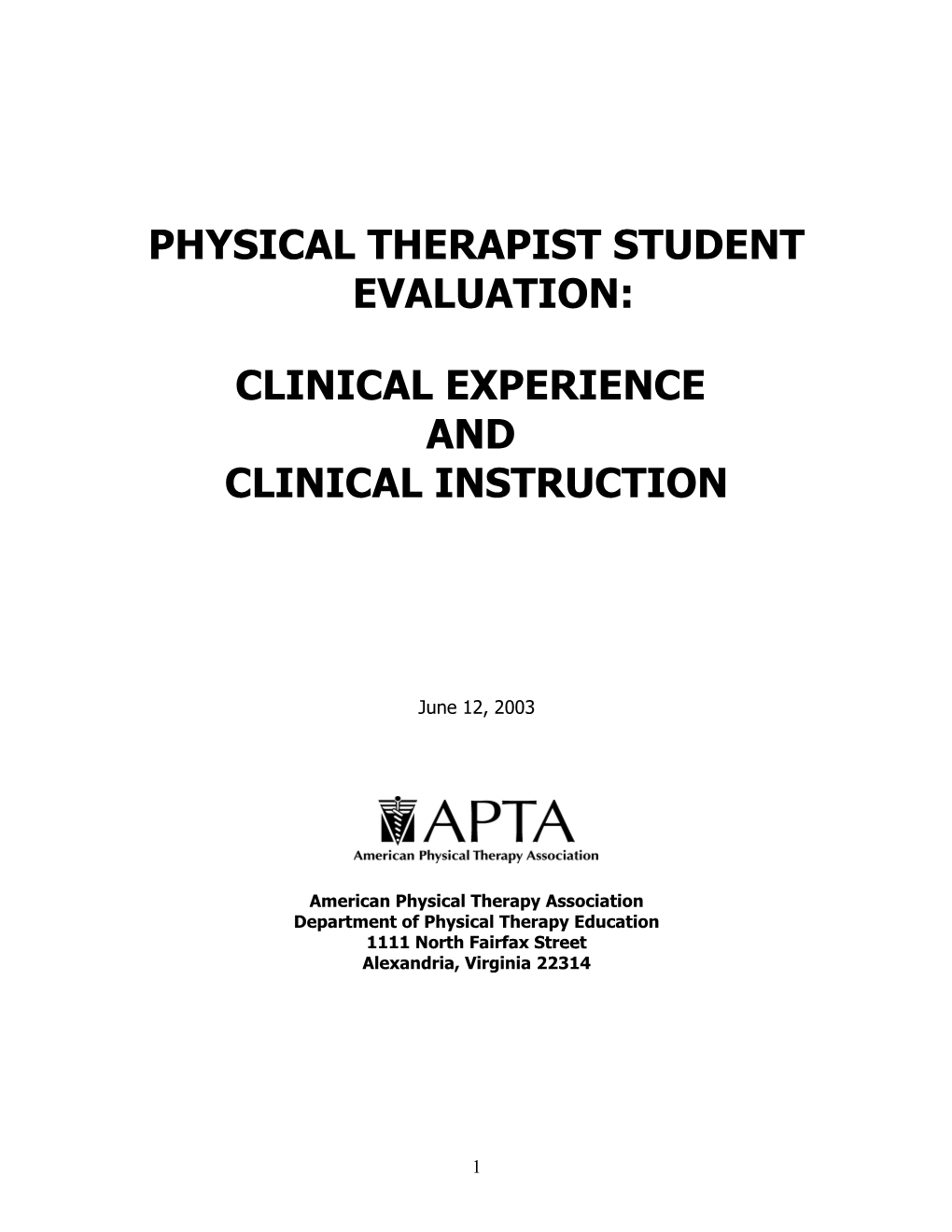 Physical Therapist Student Evaluation