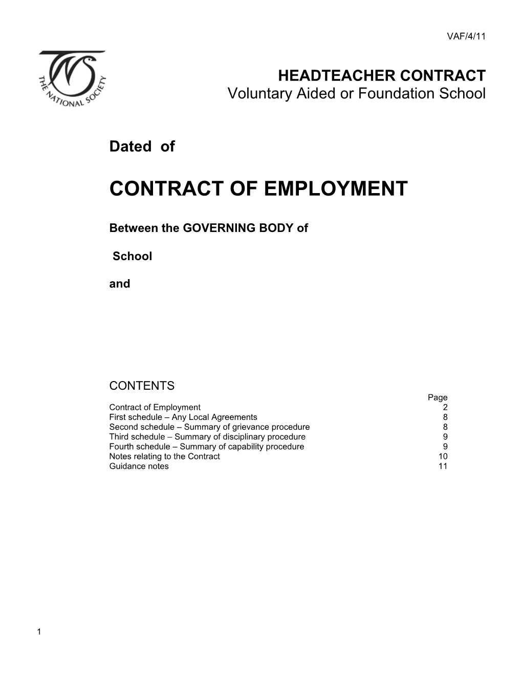 Headteacher Contract