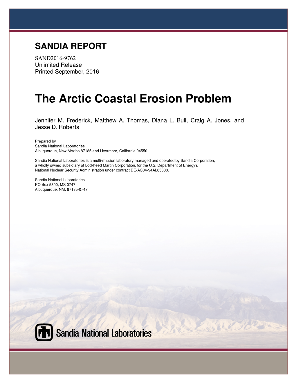 The Arctic Coastal Erosion Problem