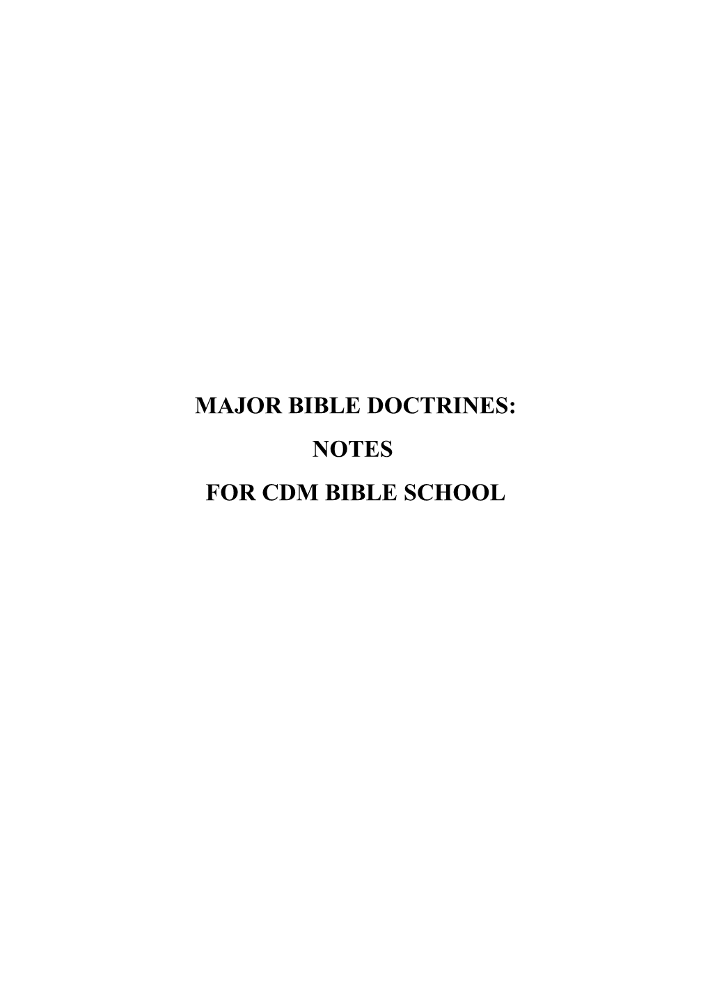 For Cdm Bible School