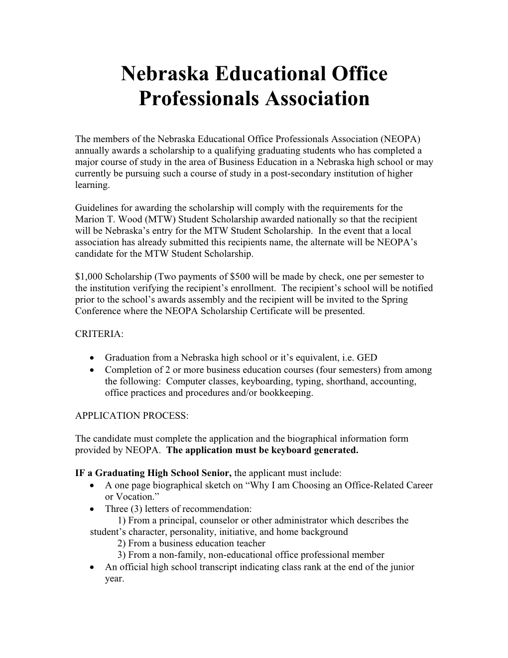 Nebraska Educational Office Professionals Association