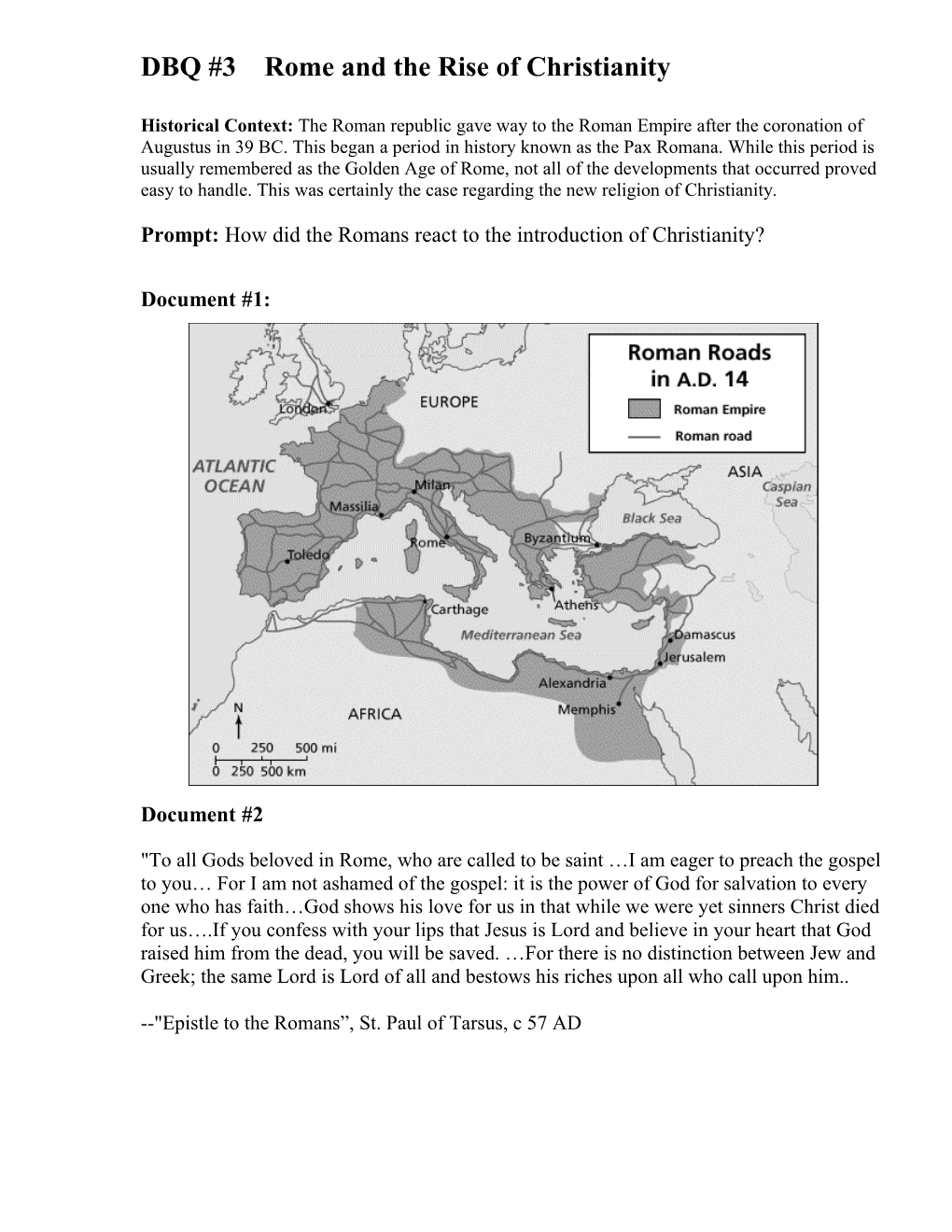 DBQ #4 Rome and the Rise of Christianity