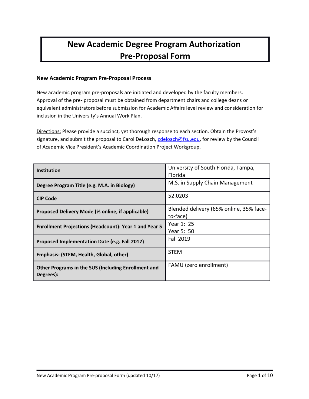 New Academicprogrampre-Proposalprocess