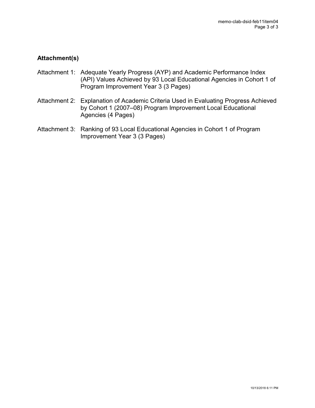 February 2011 Memorandum DSID Item 4 - Information Memorandum (CA State Board of Education)