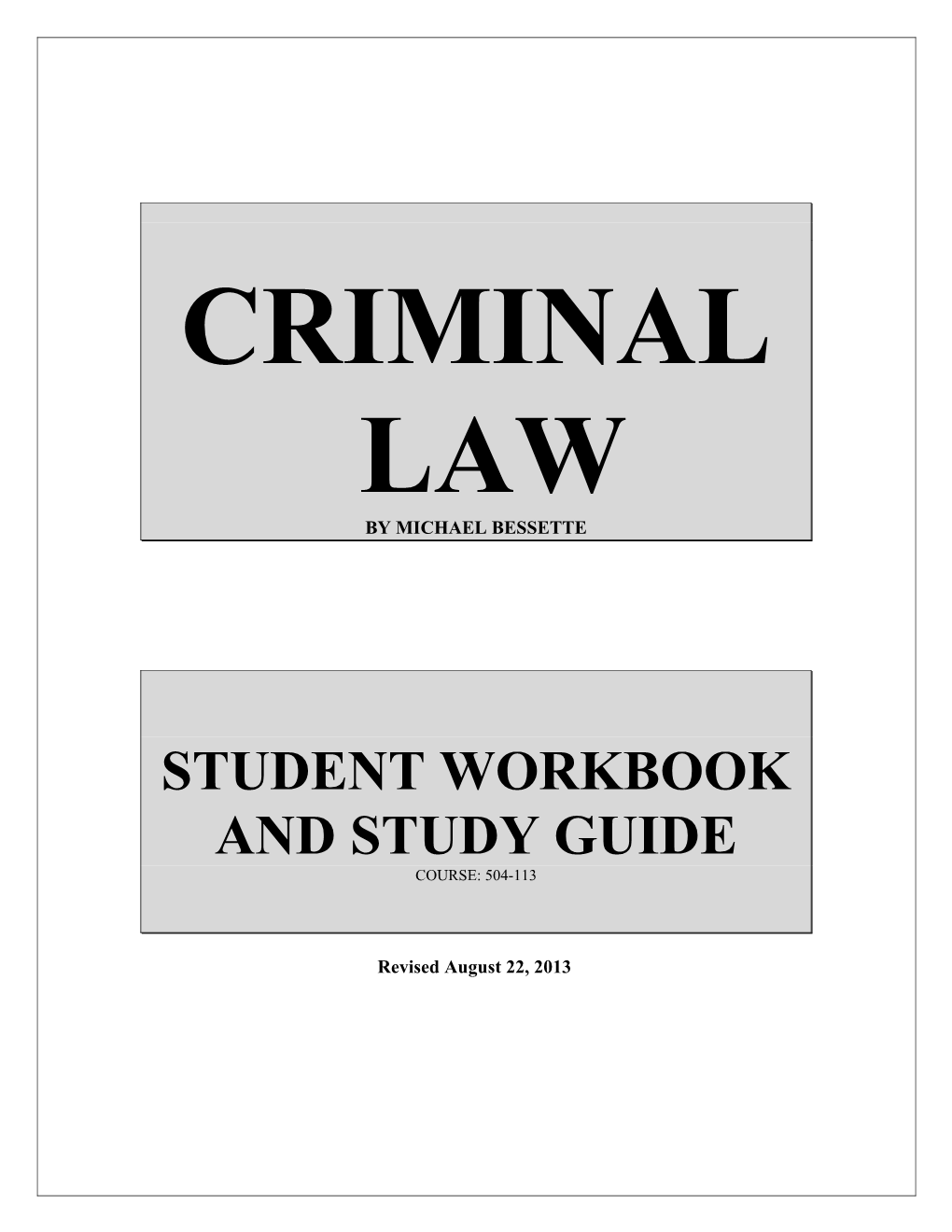 Student Workbook and Study Guide