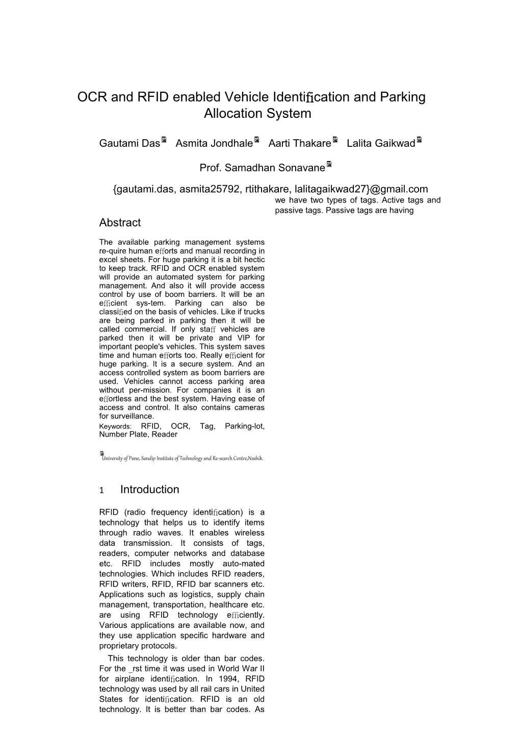 OCR and RFID Enabled Vehicle Identification and Parking Allocation System