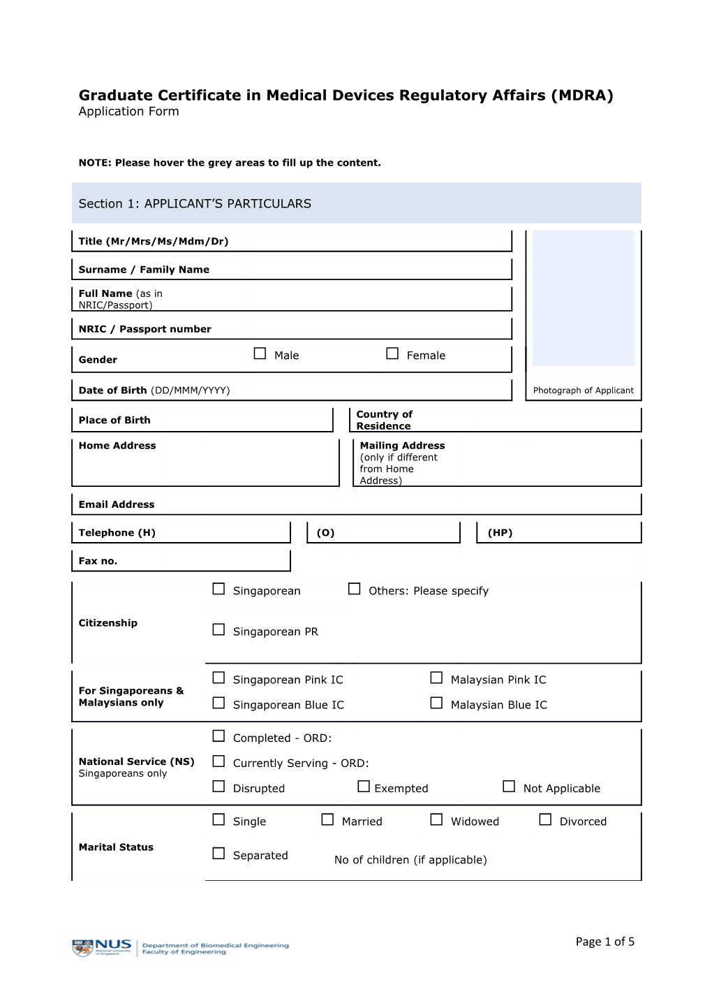 Graduate Certificate in Medical Devices Regulatory Affairs (MDRA)