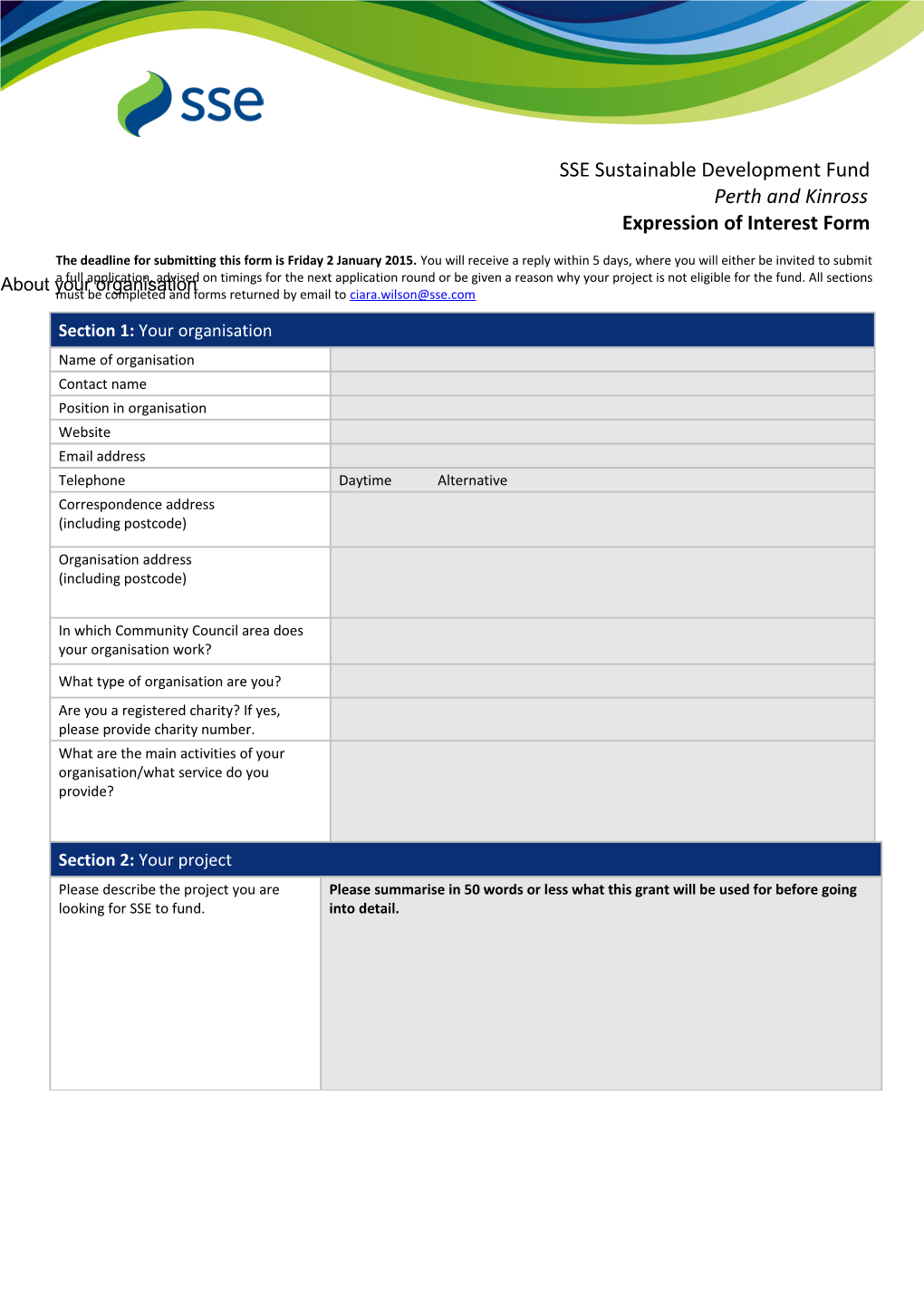 SSE Sustainable Development Fund Perth and Kinross