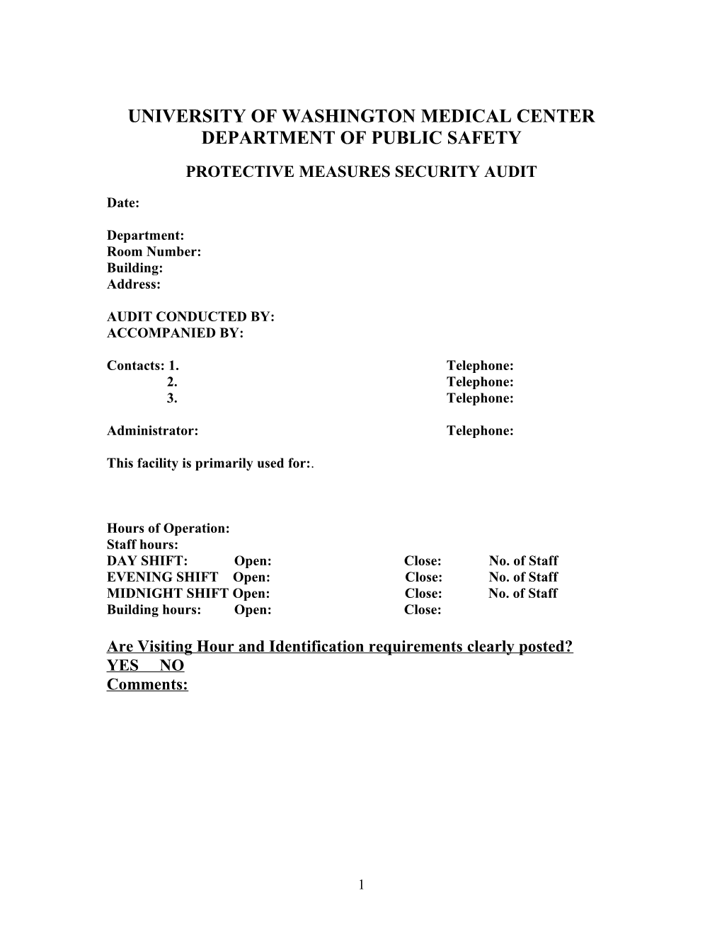 Security Audit, Uwmc Department of Public Safety