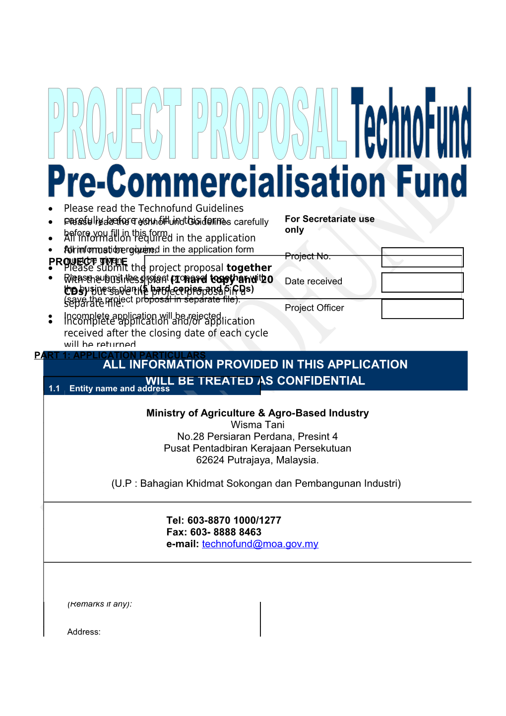 Grant for Research and Development Application Form