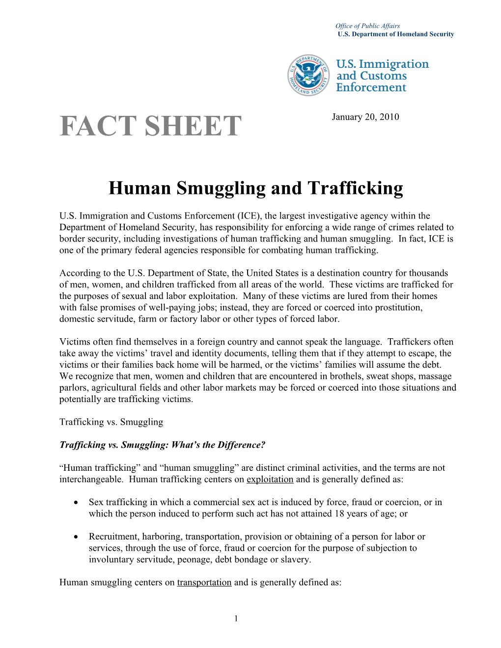 Human Smuggling and Trafficking